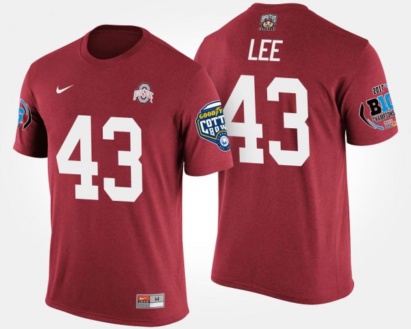 Ohio State Buckeyes Darron Lee Men's #43 Bowl Game Big Ten Conference Cotton Bowl Scarlet College Football T-Shirt 2404BJUK5